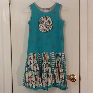 Girls Jelly The Pug 10 blue dress